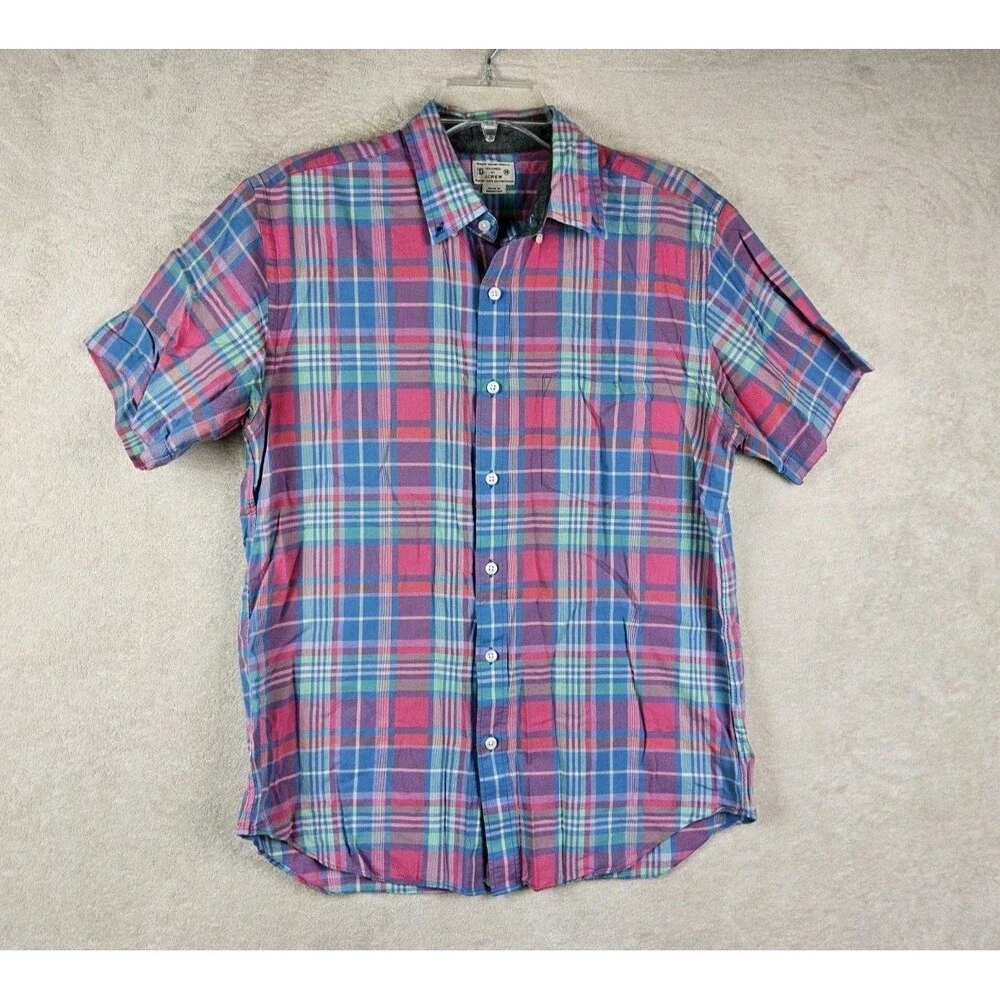 J Crew Men's Short Sleeve 100% Cotton Button Front Shirt Size M